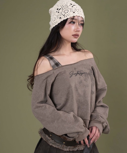 チェックワンショルダースウェット