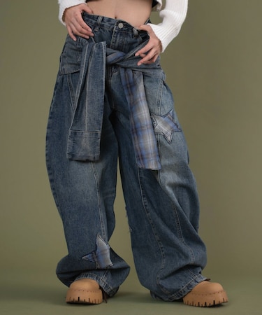 フェイクスリーブバレルデニム