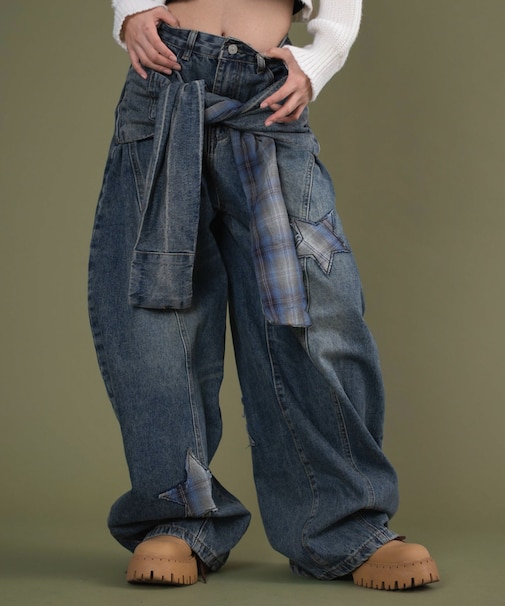 フェイクスリーブバレルデニム