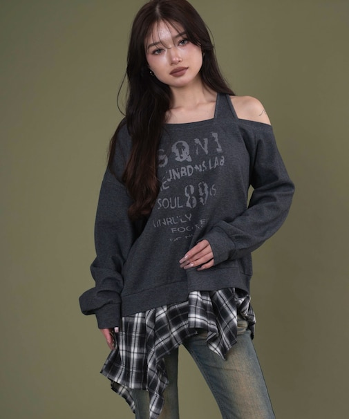 チェックヘムグラフィックワンショルダー