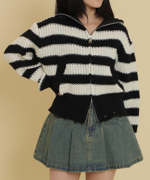 ダメージボーダーZIPニット