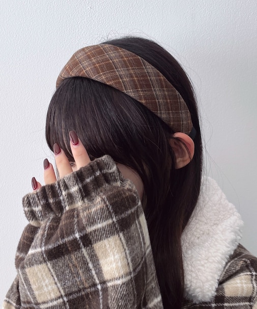 Lチェックワイドカチューシャ