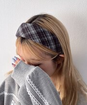 Lチェックワイドカチューシャ