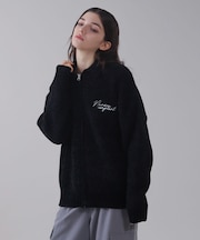 ベロアモールワンポイントZIPカーディガン