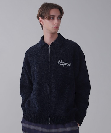 ベロアモールワンポイントZIPカーディガン