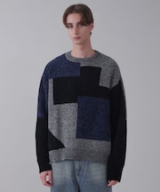 ベロアモールカラーブロックプルオーバー