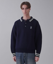 ワンポイント刺繍ニットポロ