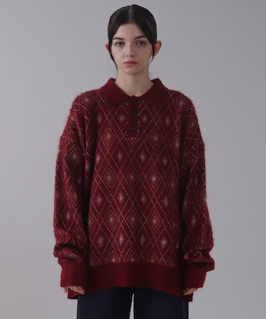 アーガイルニットポロ