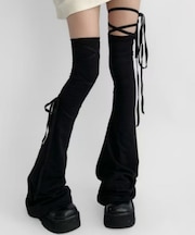 レースアップニーハイレッグカバー