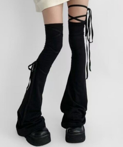 レースアップニーハイレッグカバー