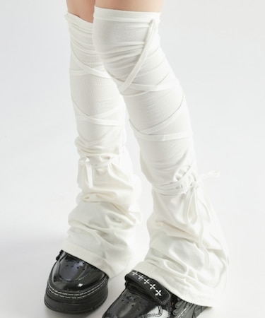 レースアップニーハイレッグカバー