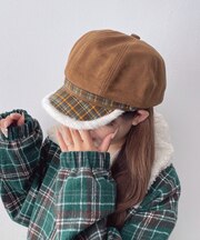 チェック柄Fスエードキャスケット