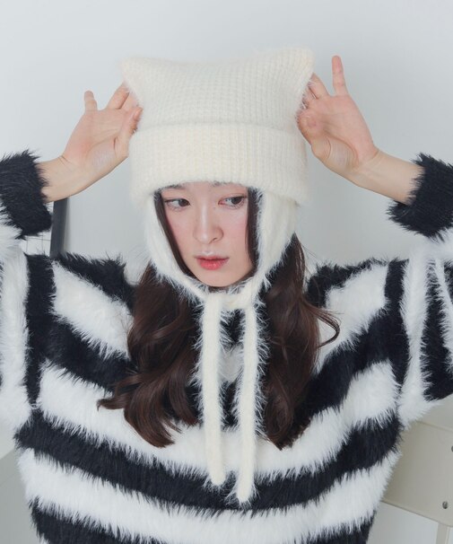 イヤーネコミミニットキャップ