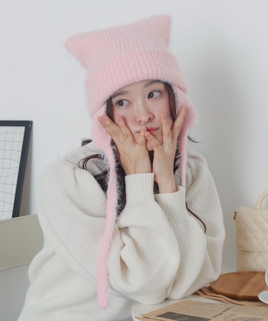 イヤーネコミミニットキャップ