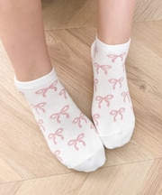 リボン総柄ショートソックス