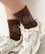 ラメロゴレオパード柄ソックス