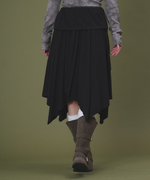 サイドギャザーイレヘムミドルスカート