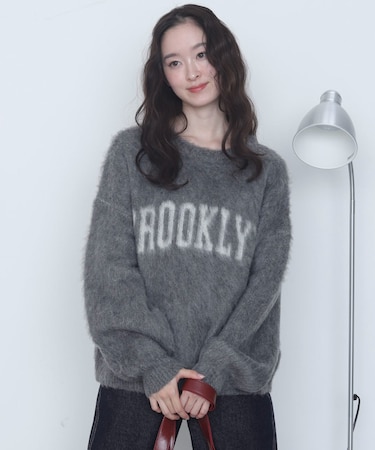 モヘアタッチBROOKLYNロゴニット