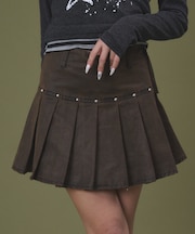 スタッズデザインプリーツスカパン