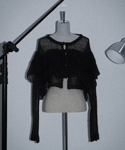 フリルメッシュショートカーデ