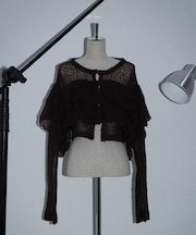 フリルメッシュショートカーデ