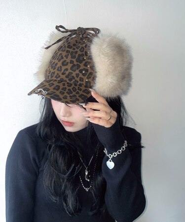 レオパードドッグイヤーキャップ