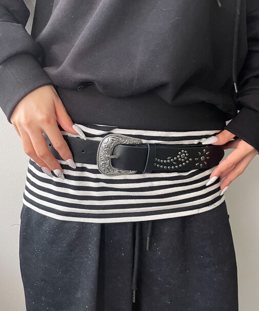 Lフラワースタッズウエスタンベルト