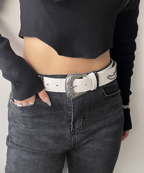 Lフラワースタッズウエスタンベルト