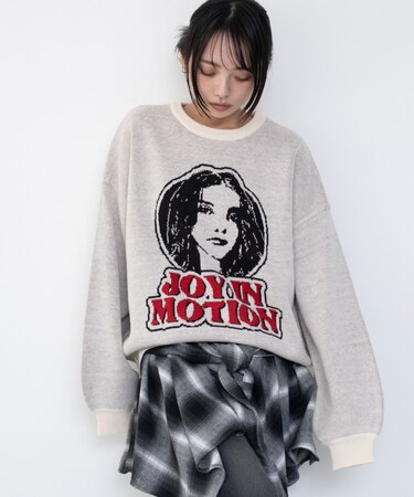 グラフィックニットプルオーバー