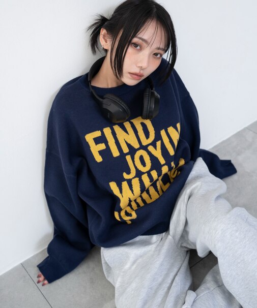 グラフィックニットプルオーバー