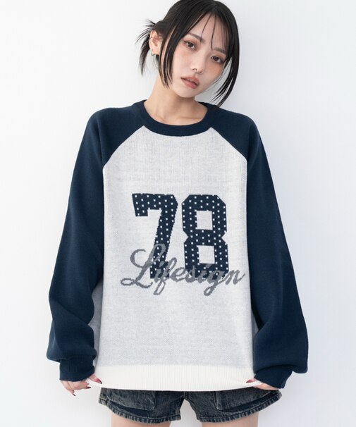 グラフィックニットプルオーバー