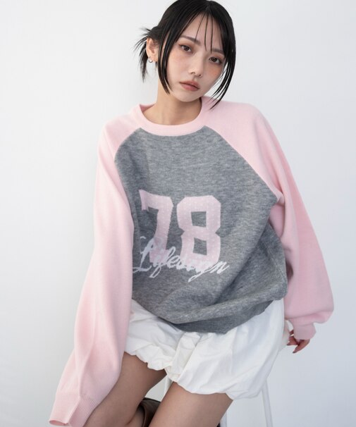 グラフィックニットプルオーバー