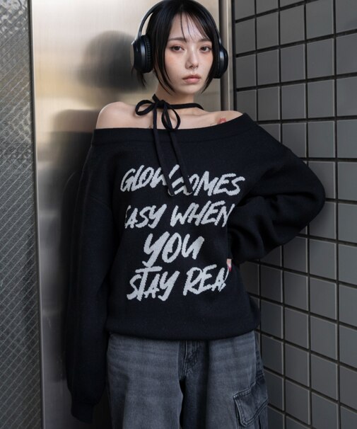 2WAYショルダーリボンニット