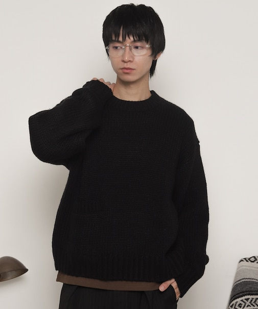 クロップドチャンキーニットプルオーバー