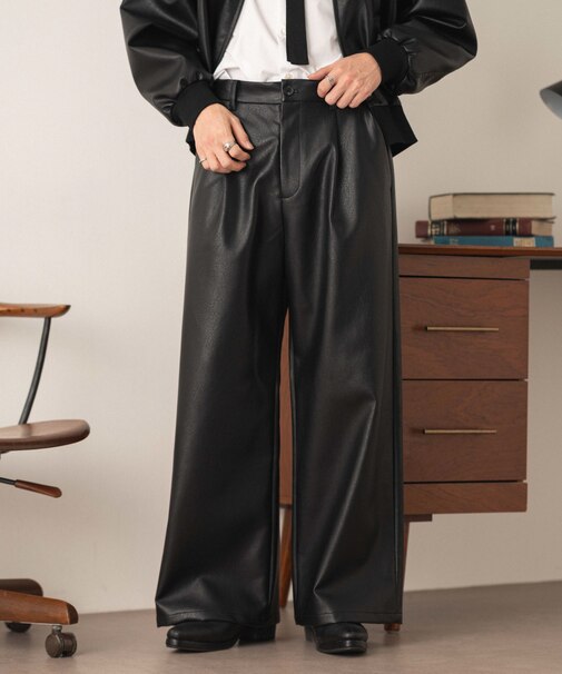 PUタックワイドトラウザー