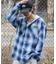 オンブレチェックフードシャツ(LS)