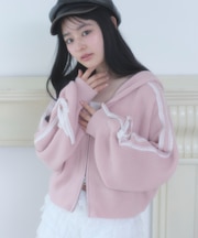 レースリボンニットパーカー