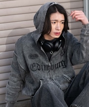 ブリーチニットグラフィックZIPパーカー