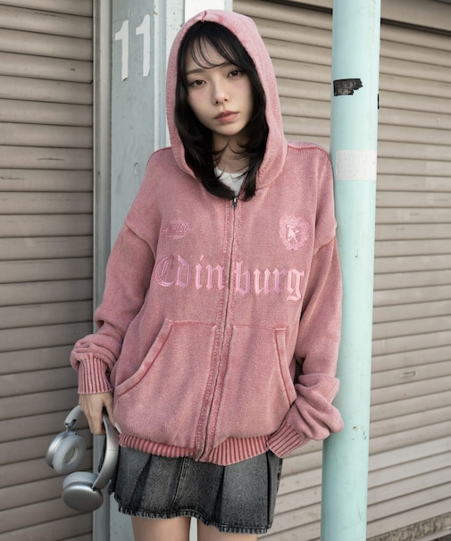 ブリーチニットグラフィックZIPパーカー