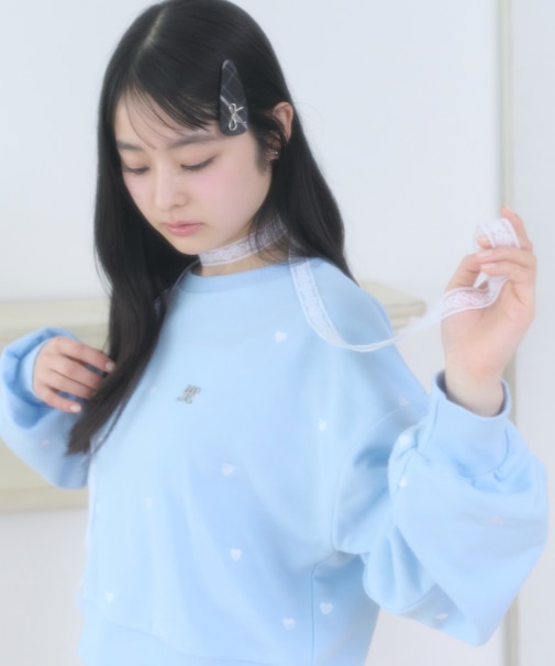 ハート総柄刺?スウェット