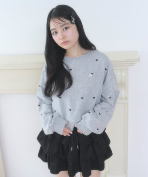 ハート総柄刺?スウェット