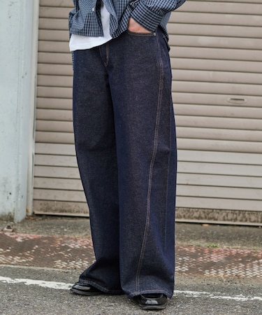 カバーフィットフラップデニムパンツ