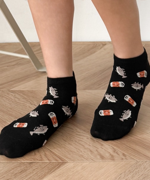 フードチェンジ総柄ショートソックス