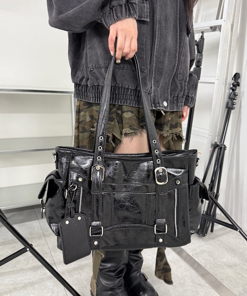design leather west bag Y2K お兄さん系 kmrii Auth KMRii Studded Leather Waist Bag Utility Belt Y2K Archive