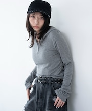 ヘンリーネックフードロンT