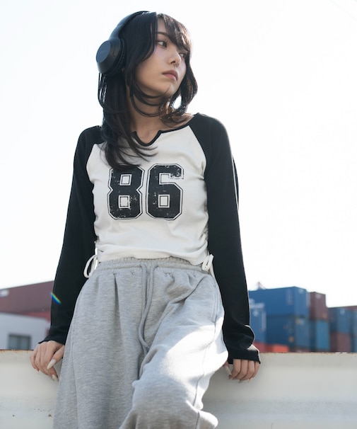 サイドドロストキーネックロンT