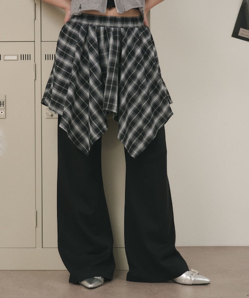 フェイクレイヤードフレアパンツ