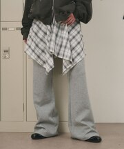 フェイクレイヤードフレアパンツ