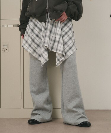 フェイクレイヤードフレアパンツ