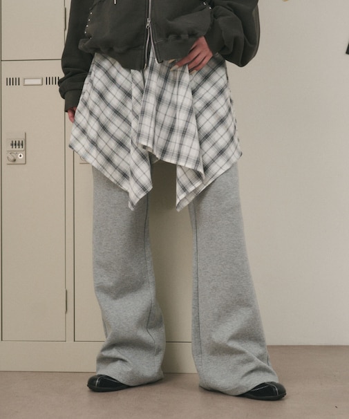 フェイクレイヤードフレアパンツ